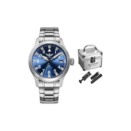 YELANG Coyote Pilot Collection Кварцевый механизм Нержавеющая сталь Ремешок Часы Мужские Часы Синий циферблат