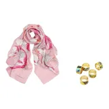 Розовый + Случайный Шелковый Шарф с Пряжкой