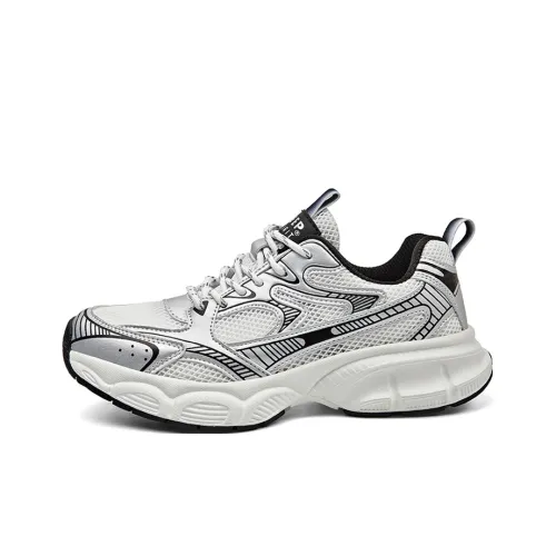 JEEP SPIRIT Устойчивый к истиранию Дышащий Легкий Низкий Топ Кроссовки с Толстой Подошвой Мужские Серебряные