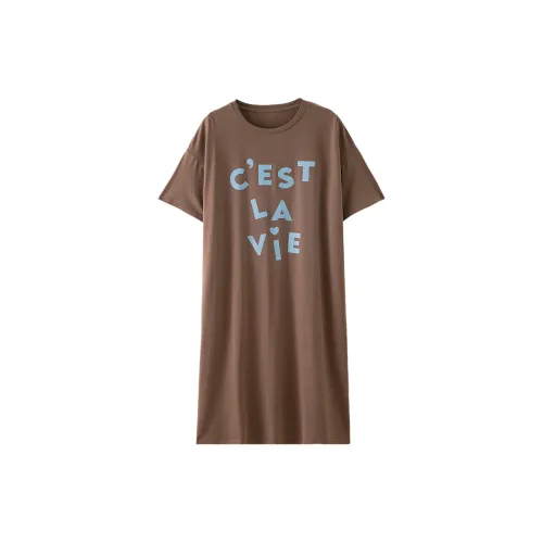 Montagut Ночная сорочка Лето Женские Темный кофейный