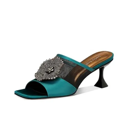 JESSICA SOPHIA Резиновая подошва стразы противоскользящие устойчивые к истиранию слипоны женские зеленые