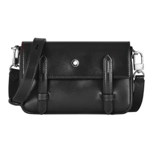 MONTBLANC Телячья кожа Курьерская сумка Сумка через плечо Мини Мужская Черная