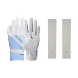 [Набор для защиты от солнца на открытом воздухе] Синий-серый цвет, перчатки из ледяного шелка с защитой от UV + серые ледяные шелк нарукавники с защитой от UV