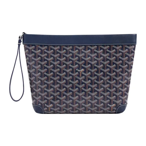 GOYARD Холст Телячья кожа Зубы Собаки Сумка для туалетных принадлежностей Сумка для хранения Клатч Унисекс Морской синий