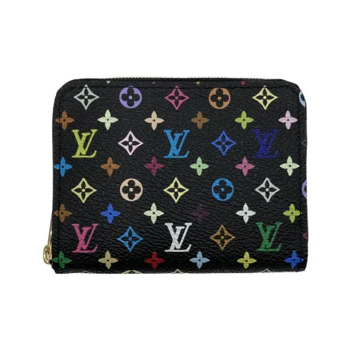 LOUIS VUITTON Zippy ПВХ покрытый холст Кошелек для монет Женский Черный