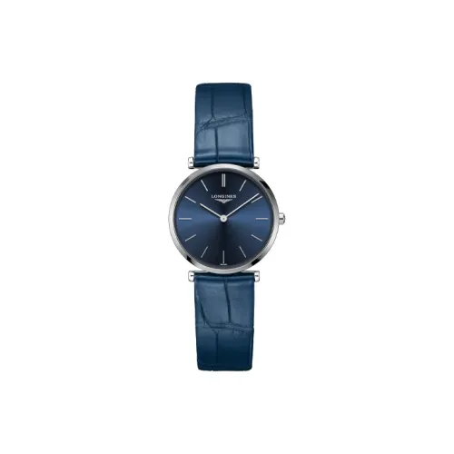 LONGINES Jialan Collection Кварцевый механизм Женские часы 29 мм Синий циферблат Корпус из нержавеющей стали Кожаный ремешок