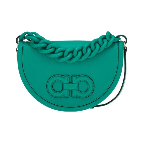 FERRAGAMO AURA Телячья кожа Полумесяц Сумка через плечо Сумка Сумка для женщин Зеленый