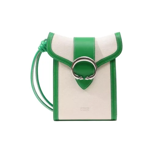 Azzurra Gronchi Сумка через плечо из коровьей кожи Маленькая Женская Экрю Холст Зеленый
