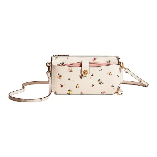 COACH NOA Полированная кожа с эффектом галечного покрытия сумка-сумка маленькая сумка через плечо женская экрю