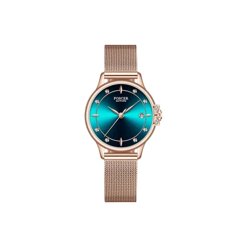 POSCER Кварцевый механизм Часы Женские Зеленый циферблат 50086L.RRL