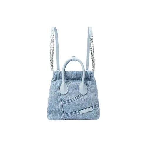 AMAZING SONG Stray Bag Series Denim Patchwork Mini Backpack Women's Denim Blue Denim Pink