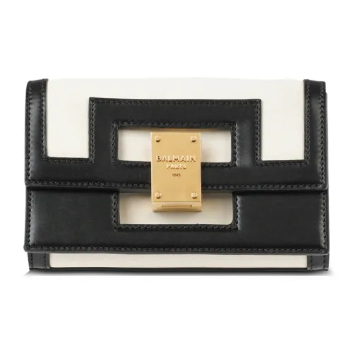 BALMAIN 1945 Телячья кожа Портативная Сумка через плечо Сумка на плечо Средняя Женская Черная Белая