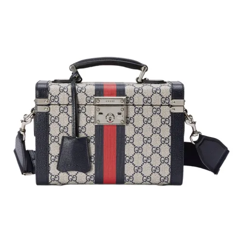 GUCCI Canvas с кожаными вставками портативный на одно плечо через плечо косметичка женский бежевый синий