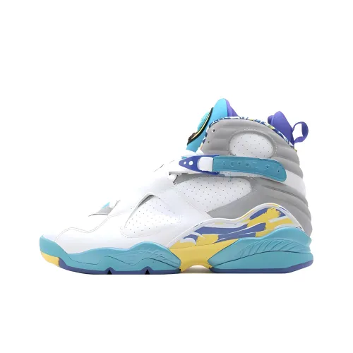 Jordan Air Jordan 8 Retro Aqua Амортизация High Top Винтажные баскетбольные кроссовки GS Aqua Blue