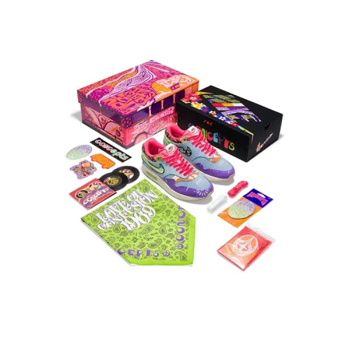 Concepts x Nike Air Max 1 Low Топ Беговые кроссовки Унисекс Фуксия Синий Особенный Коробка для обуви Версия Store Limited