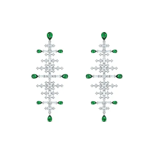 Swarovski Серьги с родиевым покрытием женские зеленые