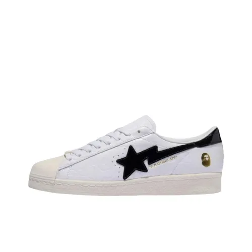 A BATHING APE x Adidas Originals SUPERSTAR Устойчивые к истиранию низкие скейтбордические кроссовки унисекс белые