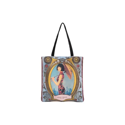 COIN QIAN Холст Тоут Сумка Сумка для покупок Сумка Сумка через плечо Женская Морская Социальит