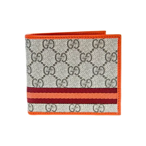 GUCCI Canvas с кожаными вставками кошелек мужской цвет эбеновый оранжевый