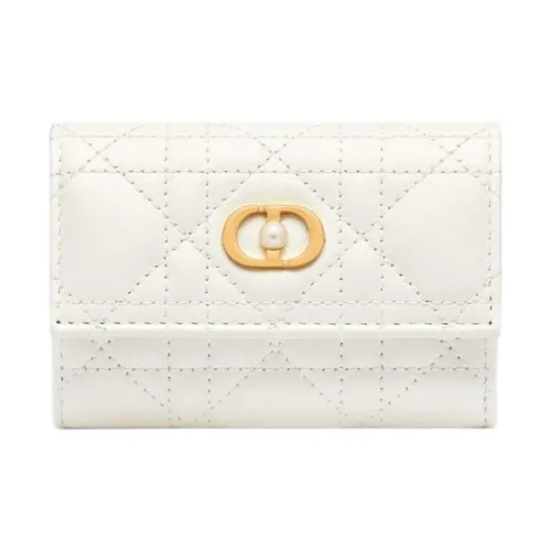 DIOR Wicker Узор Lambskin Кошелек Women's White