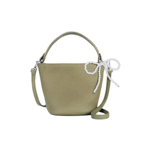 DEERE JACK Корова Кожа Ведро-Формовая Сумка Цилиндр Сумка через плечо Маленькая Женская Армейский Зеленый