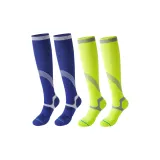 Желтый + Темно-синий Спортивные компрессионные носки с высокой эластичностью, удобные, отводящие влагу, пот [2 пары]