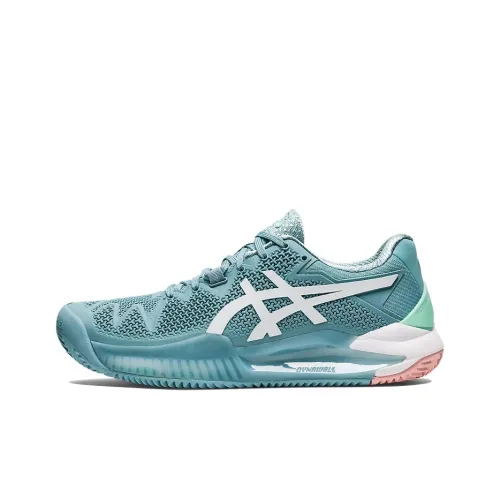 Asics Gel Resolution 8 Clay Low Top Теннисные Кроссовки Женские Светло-Синий Белый