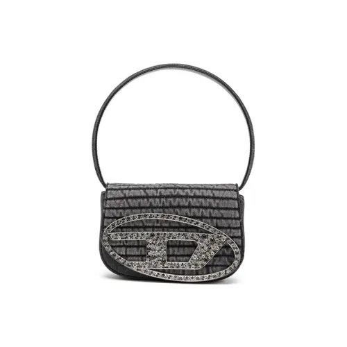 DIESEL Хлопок с коровьей кожей переносная сумка через плечо женская серая