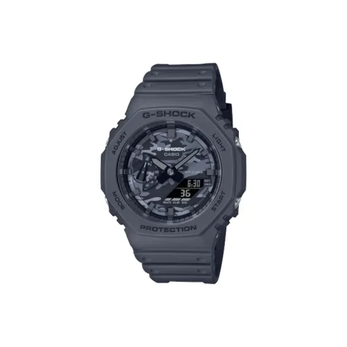 CASIO G Shock Классический Octagonal Collection Кварцевый механизм Смольный ремешок Часы Мужские Циферблат Серый