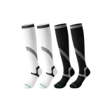 Черный + Белый Спортивные компрессионные носки с высокой эластичностью, удобные, отводящие влагу [2 пары]