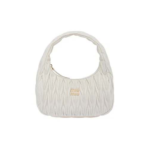 MIU MIU Matelassé Мягкий Овца Кожа Сумка-хобо Сумка на одно плечо Женская Белая