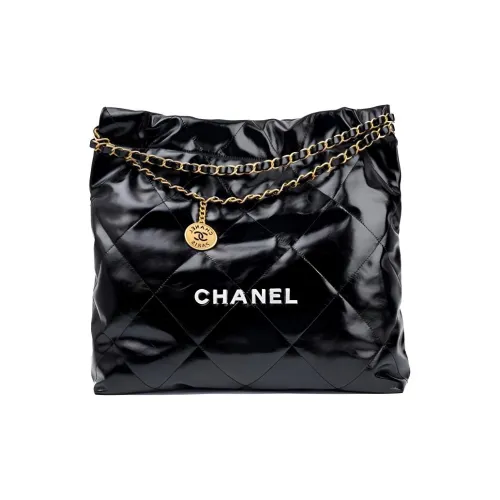 CHANEL Вощеная кожа Коровья кожа Тоут Сумка Сумка для покупок Сумка Сумка через плечо Женская Черная