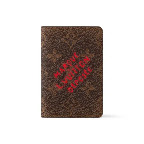 LOUIS VUITTON Pocket Organizer Монограмма Пылезащитный Покрытый холст Держатель для карт Мужской Темно-коричневый