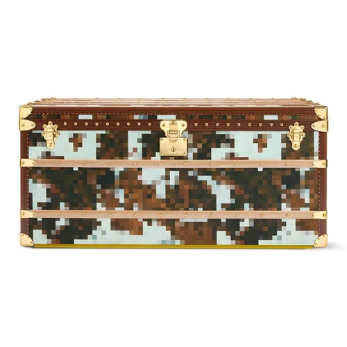 LOUIS VUITTON Damier Canvas Portable Storage Box Unisex Camouflage Burgundy LOUIS VUITTON Damier Холст Портативная Коробка для Хранения Унисекс Камуфляж и Бордовый