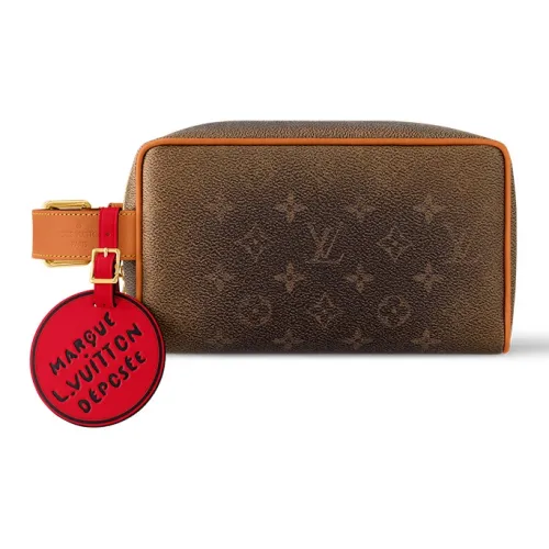 LOUIS VUITTON Dopp Kit Monogram Пыль Холст Туалетная сумка Мужская Коричневая