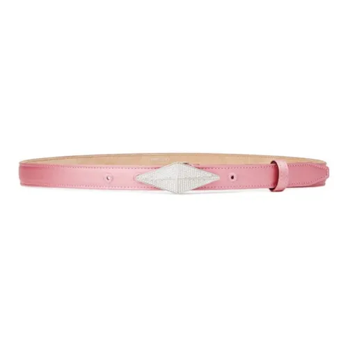 Jimmy Choo Логотип Emblem Smooth Clasp Crystal Metal Leather Belts Women's Pink