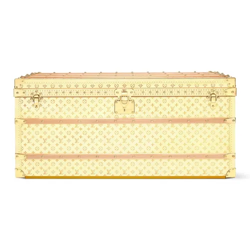 LOUIS VUITTON Кожаная отделка Портативная Коробка для хранения Унисекс Бежевый Желтый и Красный