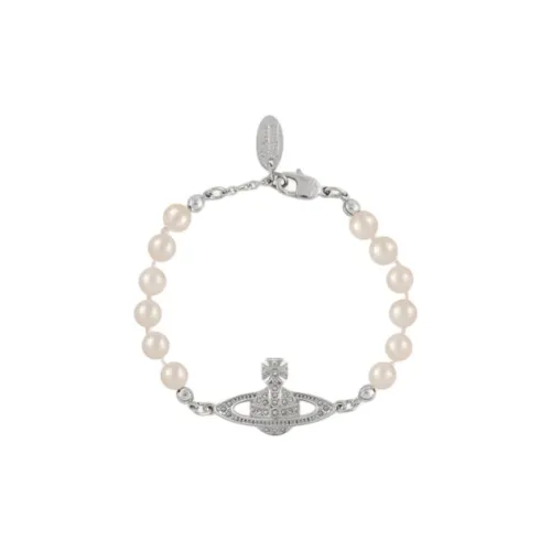 Vivienne Westwood Brass Glass Pearl Bracelets Women's Silver Вивьен Вествуд Латунь Стекло Жемчужные Браслеты Женские Серебристые