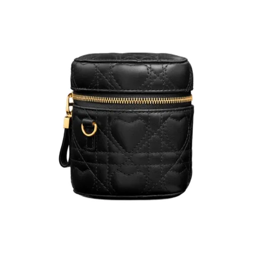 DIOR Caro Sheepskin Makeup Bag Micro Women's Black