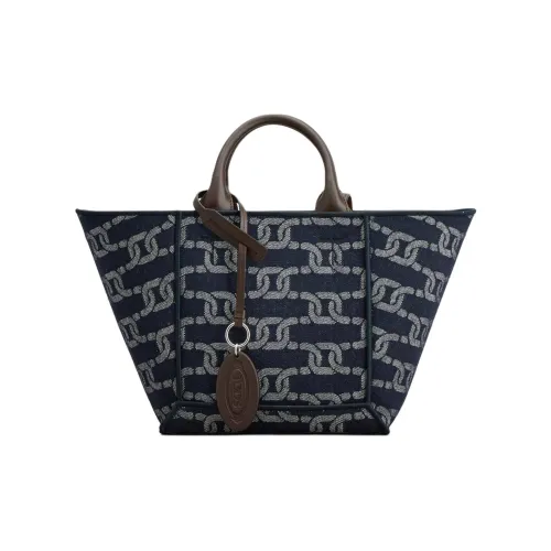 TOD'S Деним с коровьей кожей сумка-тоут сумка для покупок сумка через плечо сумка маленькая женская коричневый и синий