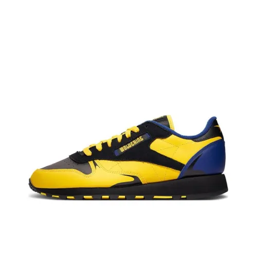 X MEN x REEBOK Classic Leather Устойчивый к истиранию Дышащие Низкие Беговые кроссовки Мужские Желто-черные