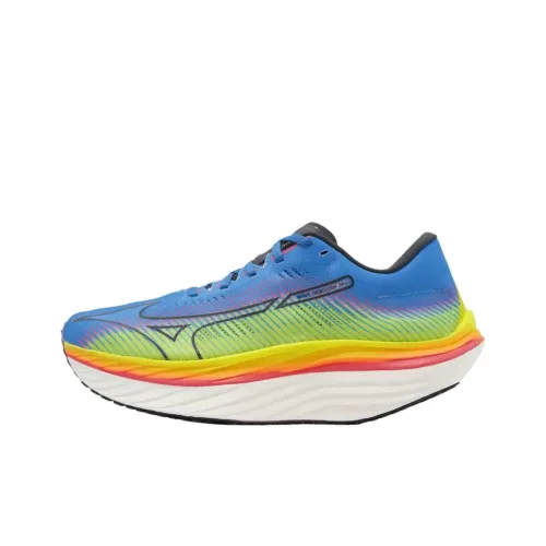 Mizuno WAVE REBELLION PRO Беговые кроссовки Низкий топ Синий Зеленый Белый Мужской