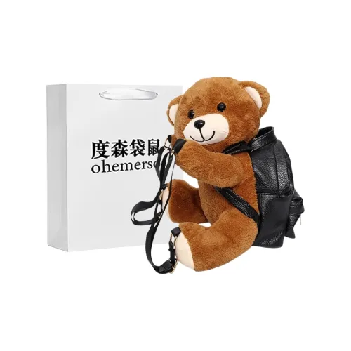 Dusen Kangaroo Плюшевый с ПУ (полиуретан) Рюкзак Стандартный Женский Светло-коричневый