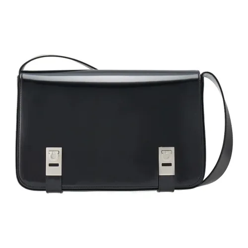 FERRAGAMO GANCINI Hammered Телячья кожа Сумка через плечо Стандартная Мужская Черная