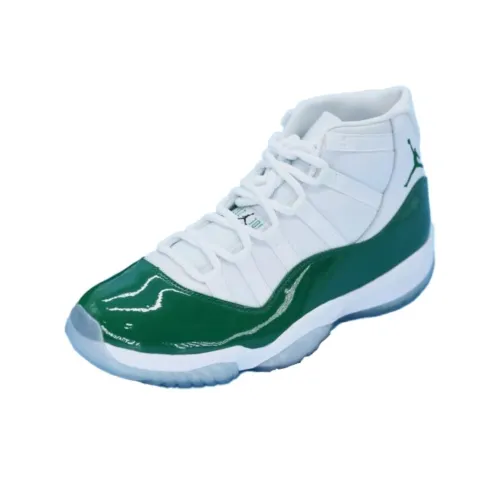 Jordan Air Jordan 11 'Michigan State' PE Противоскользящие устойчивые к истиранию высокие баскетбольные кроссовки Унисекс Белый Зеленый