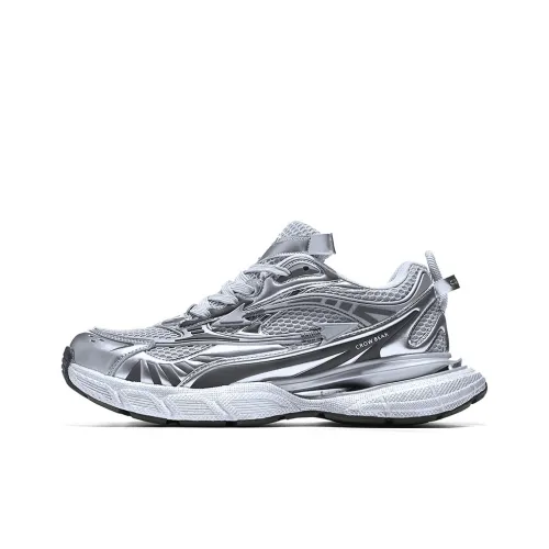 Crow Bear Genesis Series Толстая подошва Низкие кеды Жидкий серебристый Унисекс