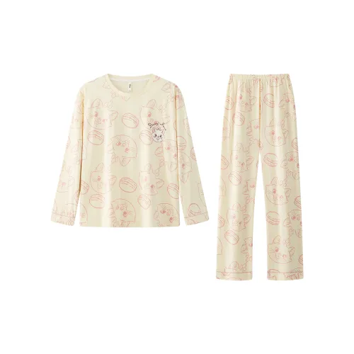 Gongdie X Disney Пижамный комплект Женские Абрикос