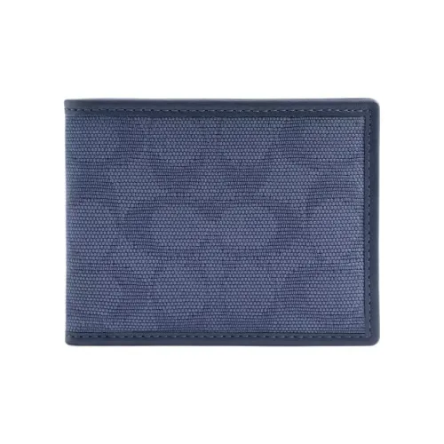 COACH Billfold Wallet Холст Жаккард Телячья кожа Держатель для карт Держатель для карт Мини Мужской Темно-синий