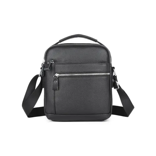DOSRFINI Сумка через плечо из натуральной коровьей кожи мужская черная