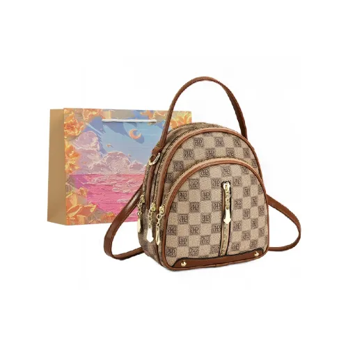 BRINCH ПУ (полиуретан) Рюкзак On The Плечо Обычный Женский Хаки Кофейный